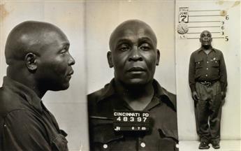 (AMERICAN MUG SHOTS--MONTAGE) Group of 60 unusual mug shots of men, most of whom were arrested in Cincinnati